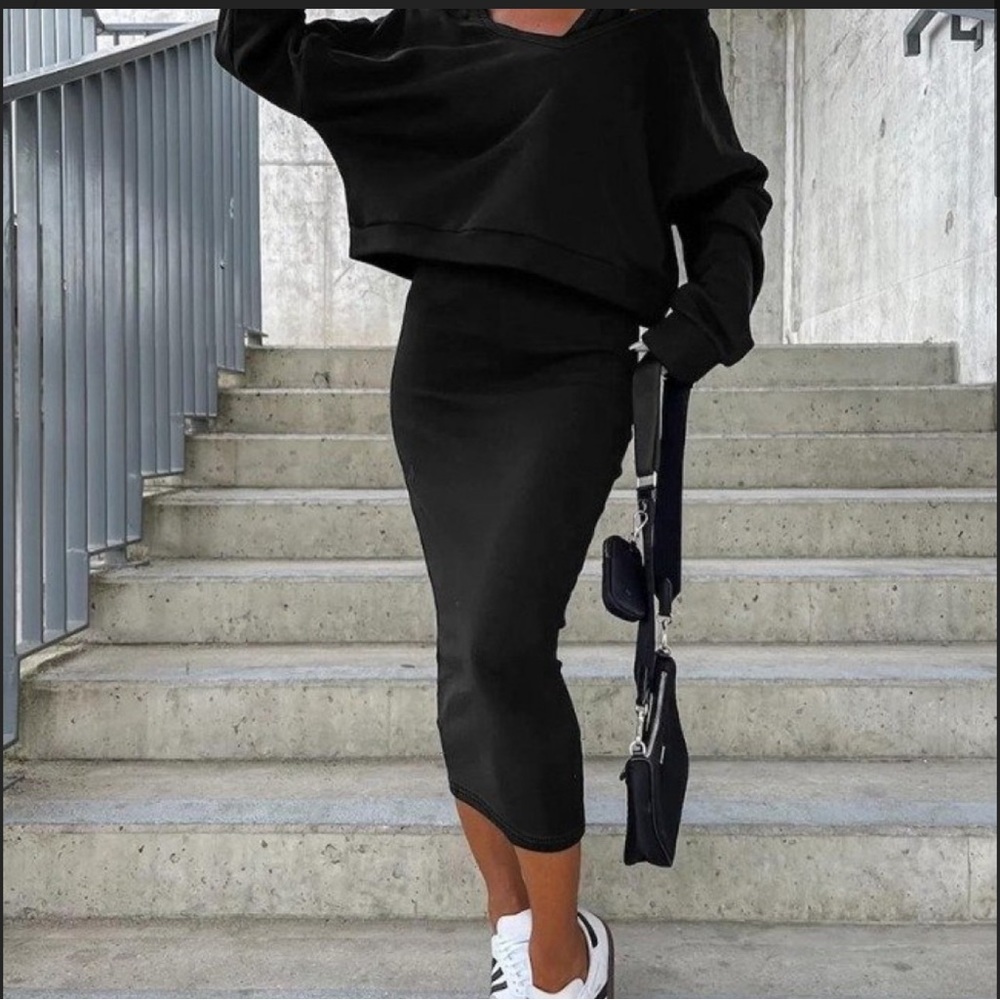 Women’s Long Sleeve Botton Camisole Dress Top Two Thread Double Suit